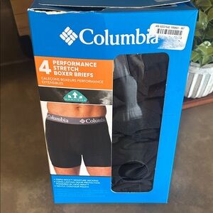 Columbia Black Performance Stretch Boxer Briefs 4-Pack Sz Med Open Box